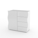 Sideboard Design mobil 1 Tür 4 Schubladen weiß glänzend Onda Living