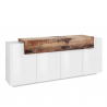 Sideboard 200cm weiß und Holzdesign mit Türen und 4 Fächern Corona Side