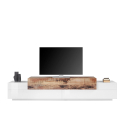 Design TV-Schrank 240cm 4 Fächer 3 Türen weiß und Holz Corona Low Maple