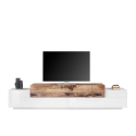Moderner TV-Schrank 240cm, 4 Fächer, 3 Türen, Weiß-Holz, Corona Low Maple Angebot