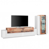 Moderne Wohnwand, TV-Schrank und Vitrine in Weiß und Holz Corona Angebot