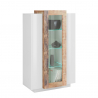 Moderne Design-Vitrine aus Hochglanz-Weiß und Holz für Wohnzimmer Corona Angebot