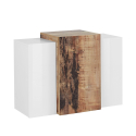 Hängeschrank in glänzendem Weiß Holz mit 3 Türen Corona Unit Maple