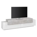 Fernsehtisch im Designstil mit 3 Fächern in Weiß und Betonoptik Corona Low Bronx Angebot