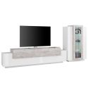 Wohnwand Weiß Grau TV-Schrank Vitrine Corona Angebot