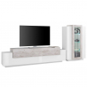 Wohnwand Weiß Grau TV-Schrank Vitrine Corona Angebot