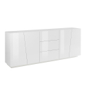 Weiße Küchen- und Wohnzimmerschrank Vega Side 220 cm mit 2 Fächern und 3 Schubladen Angebot