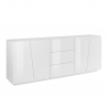 Weiße Küchen- und Wohnzimmerschrank Vega Side 220 cm mit 2 Fächern und 3 Schubladen Angebot