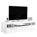 TV-Lowboard Wohnzimmer 130 cm, 2 Fächer, 1 Tür, Hochglanz Weiß, Burrata Smart Angebot
