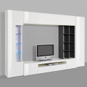 Wohnwand mit TV-Schrank, Vitrine und Hängeschrank in Weiß Anthrazit Egypt Angebot