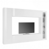 Wohnwand Joy Ledge - Weiß Hochglanz mit TV-Schrank und Hängeschrank mit Glasvitrine Angebot