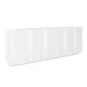 Moderner Wohnzimmerschrank 4 Türen 3 Schubladen 220cm Hochglanz weiß Ping Wide Angebot