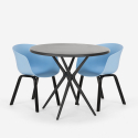 Set runder Design Tisch 80cm schwarz 2 Stühle Oden Black Maße