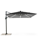 Schwarzer Sonnenschirm mit verstellbarem Arm dezentraler Mast mit 3x3m LED-Solarlicht Paradise Noir Light Rabatte