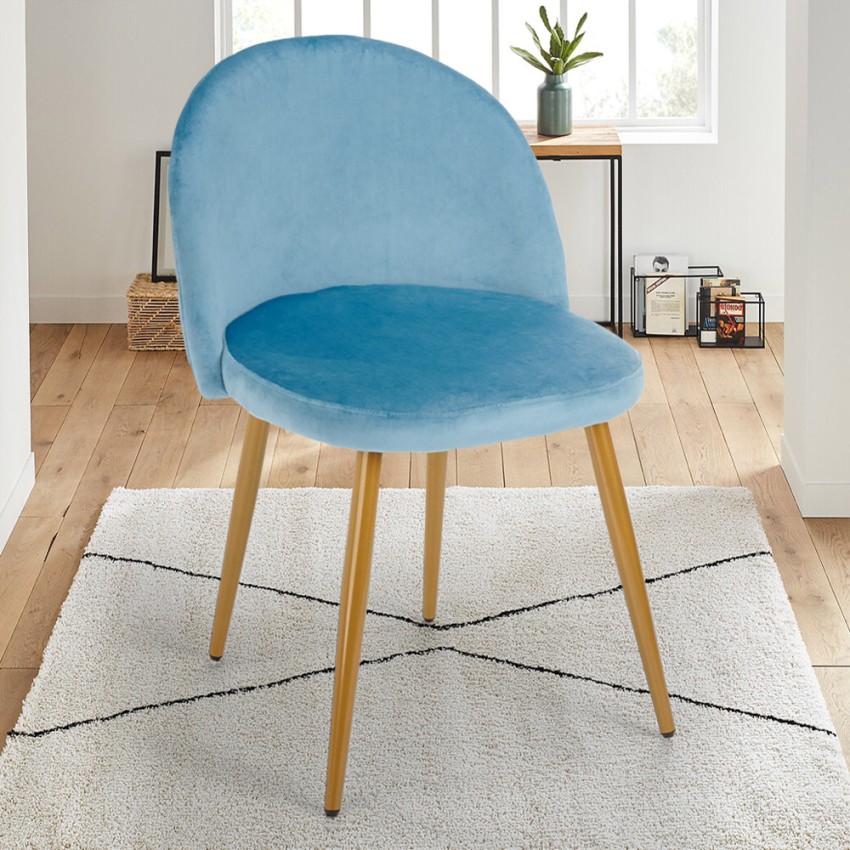 Moderner Stuhl Samt Küche Esszimmer Wohnzimmer goldene Beine Bert