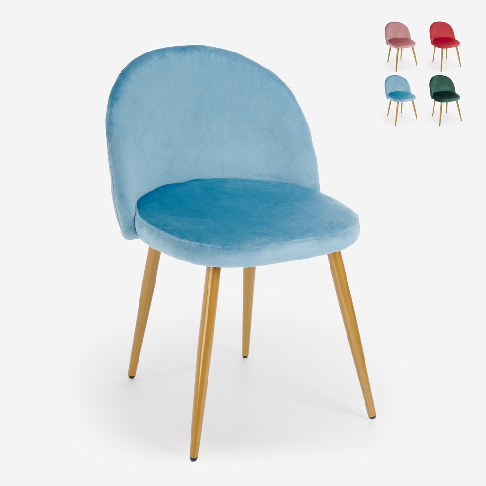 Moderner Stuhl Sessel Samt Küche Esszimmer Wohnzimmer goldene Beine Bert