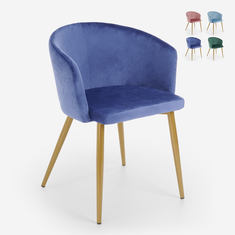 Moderner Samt Stuhl Küche Esszimmer Schlafzimmer goldene Beine Patogu