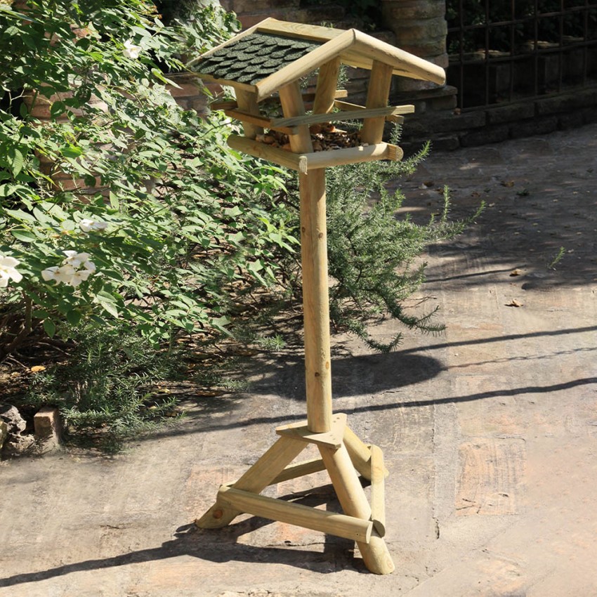 Vogelfutterhaus aus Holz mit Ständer Happiness Aktion Vogelfutterhaus aus Holz mit Ständer Happiness Aktion