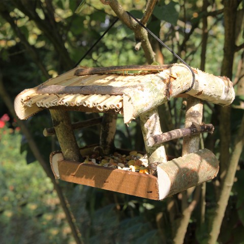 Vogelfutterhaus aus Holz für draußen Natural Aktion