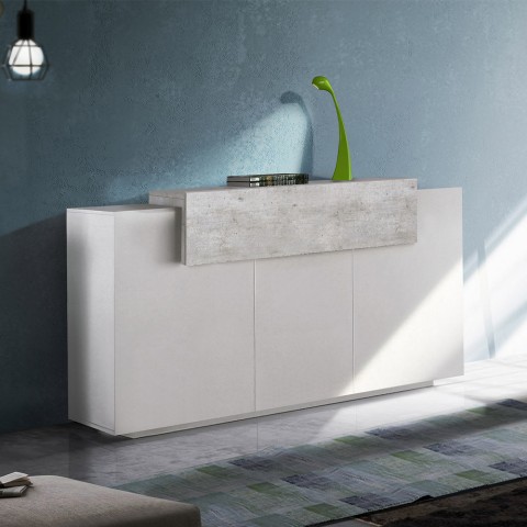 Sideboard Wohnzimmer 160cm Buffet 3 Fächer Weiß Grau Corona Side Bronx Aktion