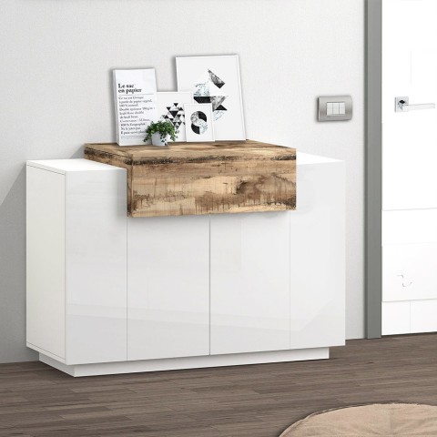 Moderne Küche Anrichte Wohnzimmer weiß Holz Coro Bata Ahorn Aktion