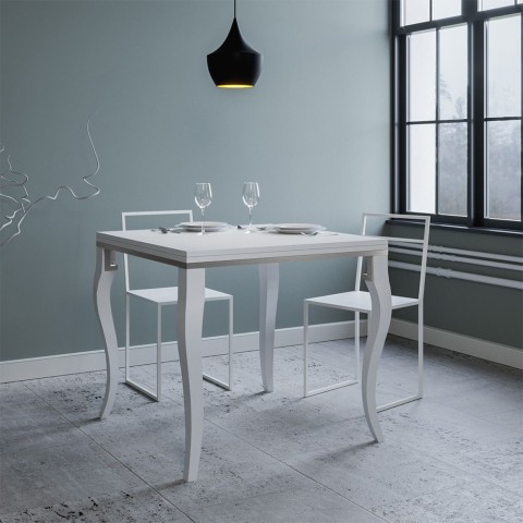 Klassisch Weiß ausziehbarer Esstisch 90x90-180cm Olanda Libra