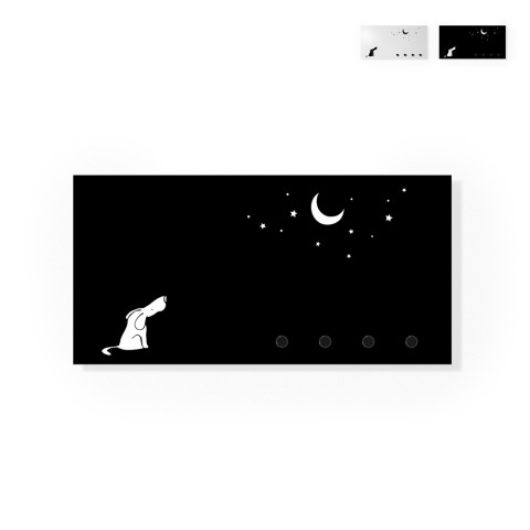 Moderner magnetischer Whiteboard-Wandschlüsselhalter Dog and Moon
