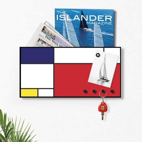Moderner magnetischer Whiteboard-Wandschlüsselhalter Mondrian
