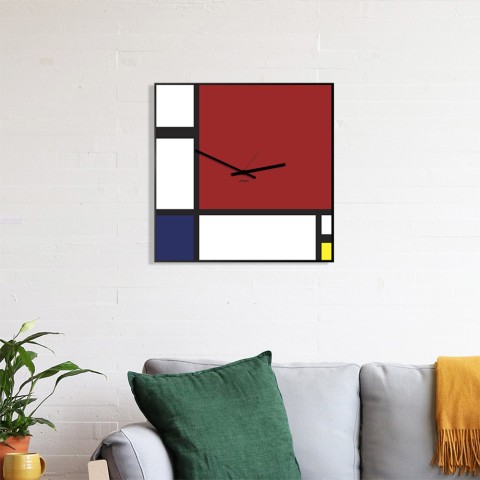 Magnetische Wandtafel Mondrian im modernen Design als Wanduhr Aktion
