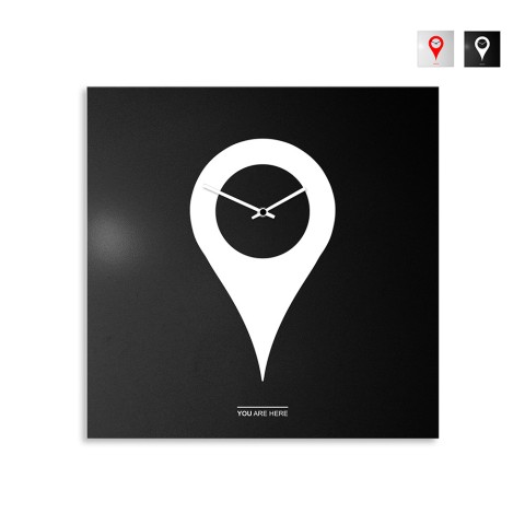 Dekorative moderne Wanduhr quadratisch 50x50 cm You Are Here Aktion