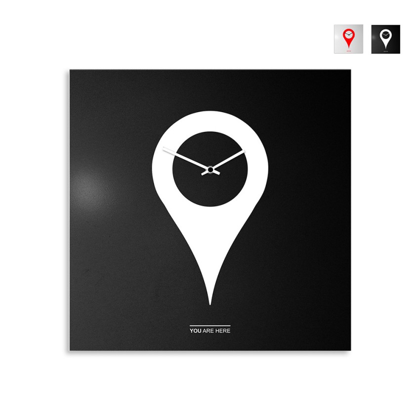Dekorative moderne Wanduhr quadratisch 50x50 cm You Are Here Aktion