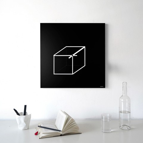 Quadratische Wanduhr 50x50cm, geometrisches Minimaldesign Cube Aktion