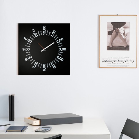 Wanduhr quadratisch modern minimal design 50x50cm Nur Stunden Aktion