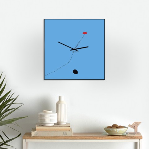 Modernes buntes quadratisches Wanduhren-Design Kunst Mirò Aktion