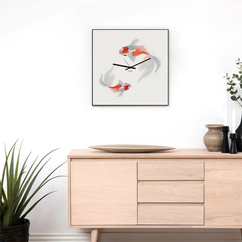 Wanduhr im japanischen Stil, modernes Design, Koi-Fische Aktion
