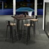 Hoher Tisch im Industrial Design 60x60 aus Metall Stahl und Holz Bolt Verkauf