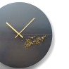 Moderne minimalistische Wanduhr rund schwarz-gold Black Moon Rabatte