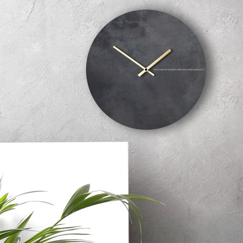 Moderne minimalistische Wanduhr rund schwarz-gold Black Moon Aktion