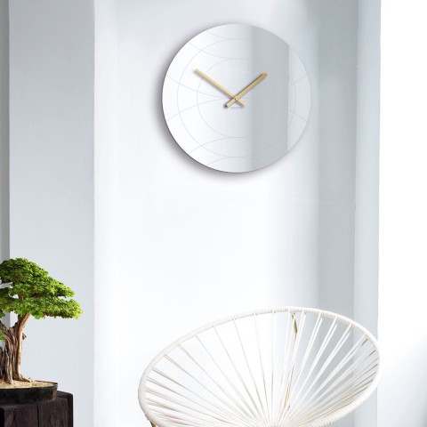 Runde Wandspiegeluhr im modernen Design, golden Elegance Aktion