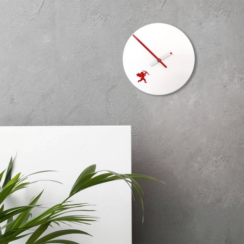 Moderne runde Wanduhr Herz Liebe Cupido Aktion