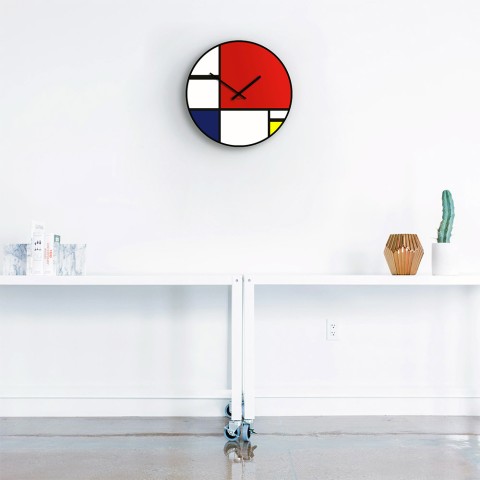 Moderner Wanduhren im zeitgenössischen Kunstdesign rund Mondrian Aktion