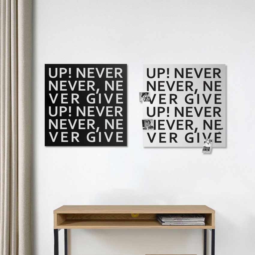 Magnettafel Modernes Design Quadratisch 50x50cm Büro Never Give Up