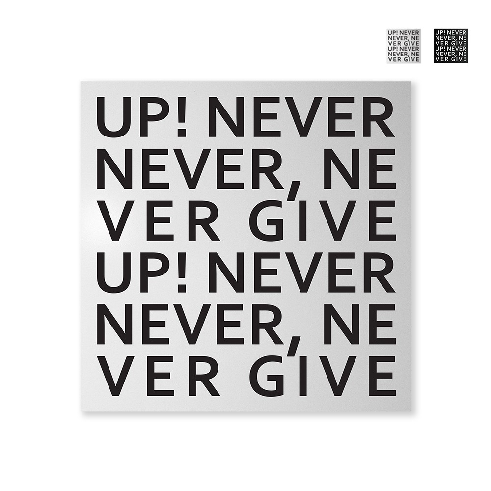 Magnettafel Modernes Design Quadratisch 50x50cm Büro Never Give Up