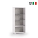 Moderne Design-Bücherregal für Büro, Studio oder Wohnzimmer, 4 Fächer, Weiß Grau Verkauf
