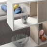 Moderne Raumteiler-Bibliothek, doppelseitig, in Weiß und Holz, Libkaf Sales