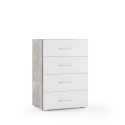 Moderne Kommode für Schlafzimmer, 4 Schubladen, grau-weißes Design Angebot
