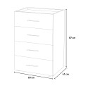 Kommode für Schlafzimmer und Büro, 4 Schubladen, Design in Weißholz Sales