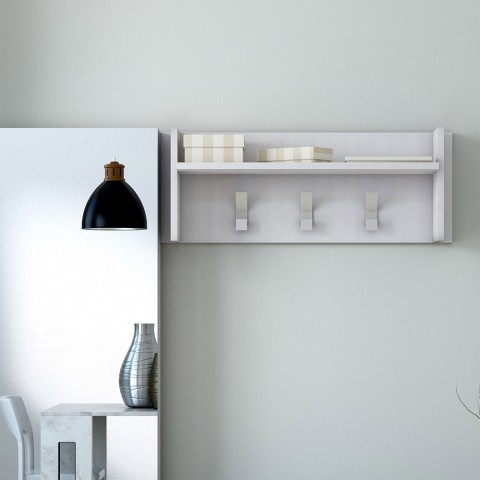 Moderner Wandgarderobe Eingangsbereich, Weiß, 3 Haken, Ablage Aktion