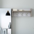Wandgarderobe Flur Weißes Holz mit Ablage und 3 Haken Aktion