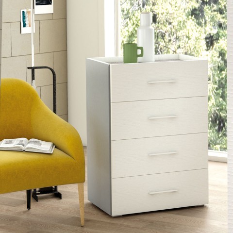 Kommode Schlafzimmer Büro 4 Schubladen Design Weiß Grau Aktion